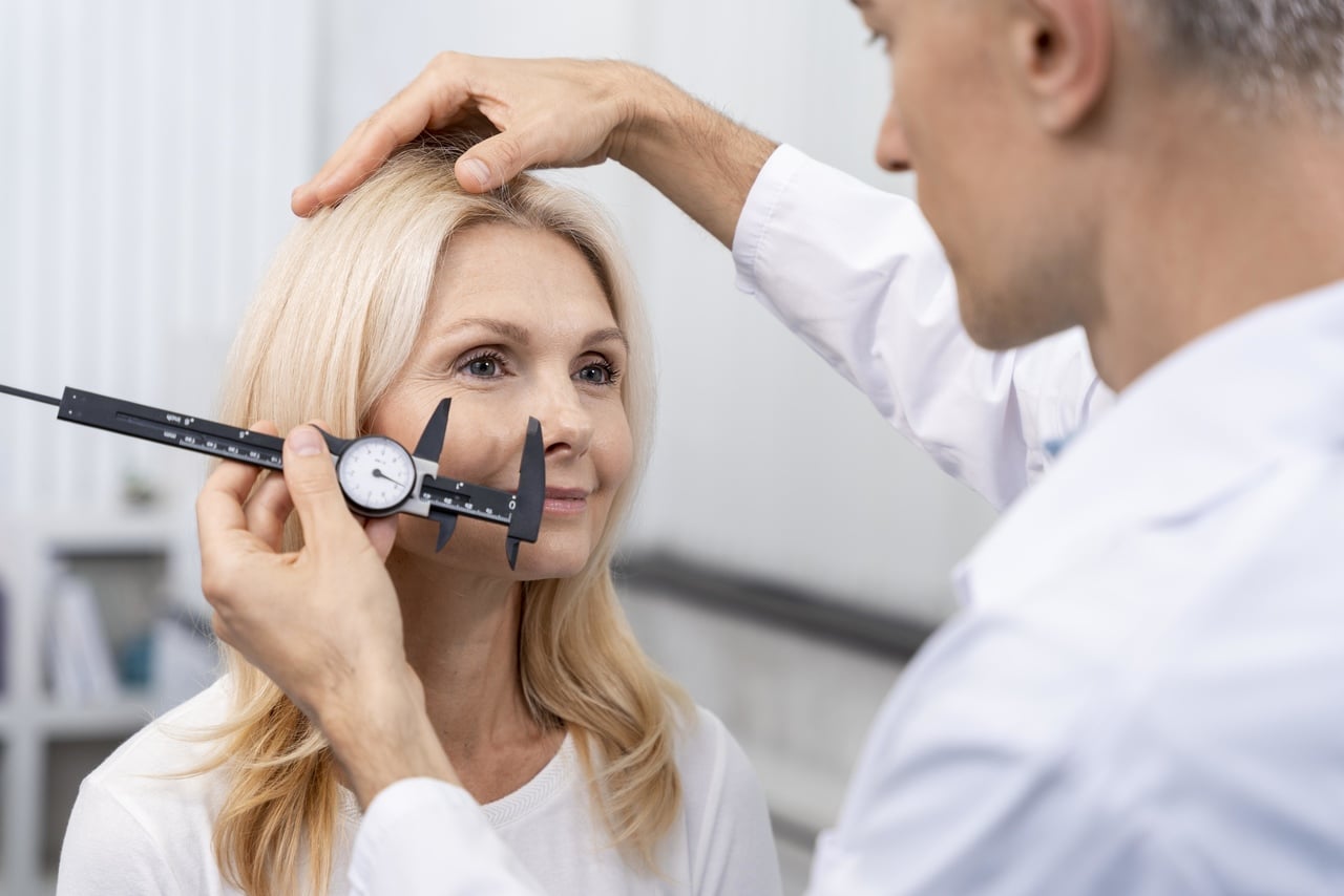 profissional de estética realizando procedimento em cliente com uso de aparelho com estética