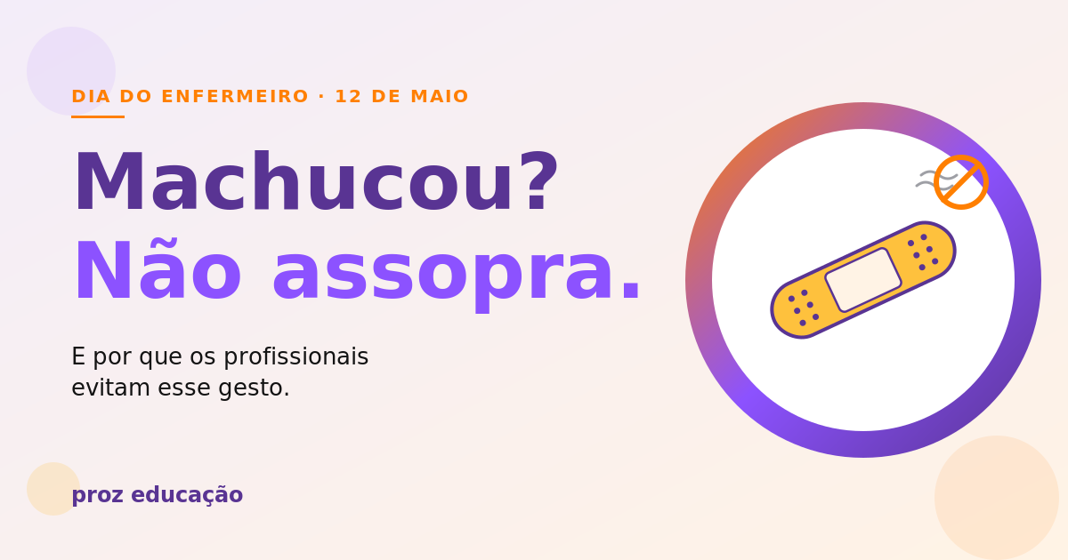 Por que não assoprar machucado: enfermeira faz curativo em paciente usando luvas e gaze estéril